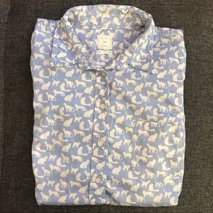Gap Cat/Feline Print Button Down Shirt Size Medium